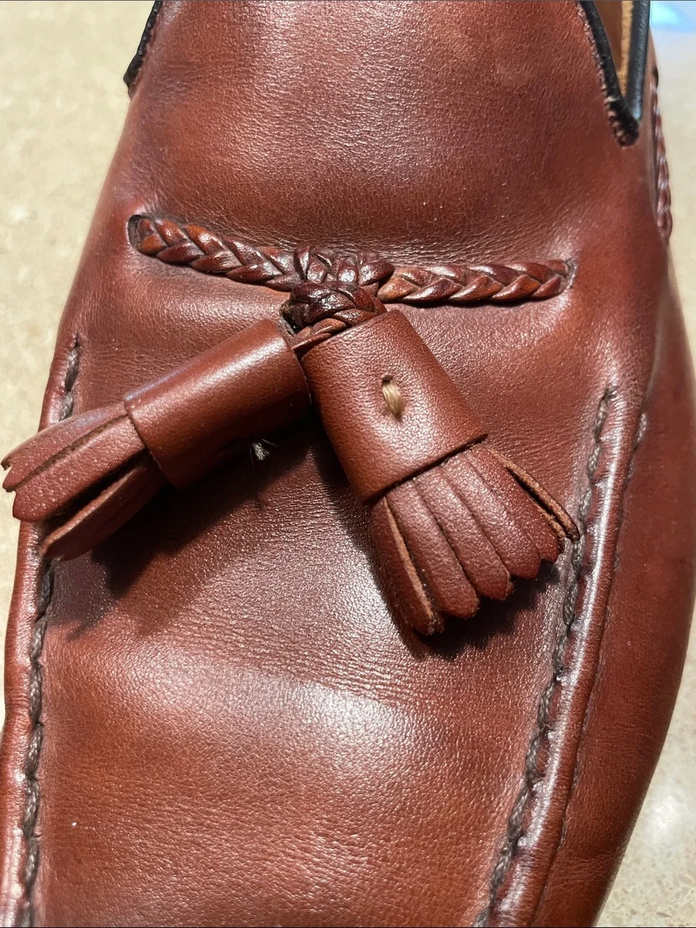 Allen Edmonds Cognac Leather Tassel Loafers - Men